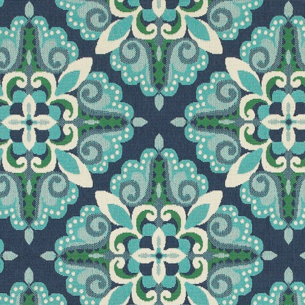 2’X8’ Blue And Green Floral Indoor Outdoor Runner Rug