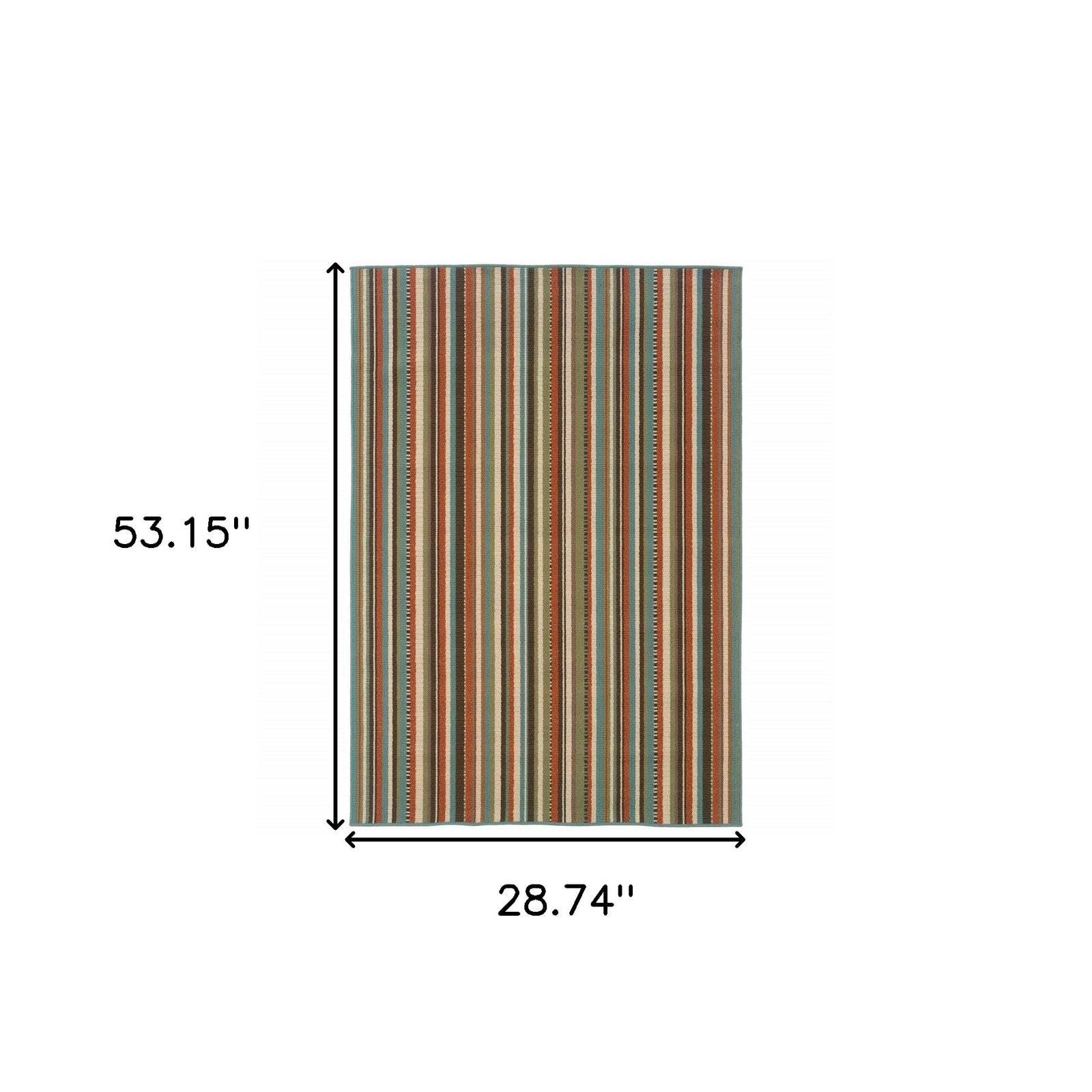 2’X8’ Green And Brown Striped Indoor Outdoor Runner Rug