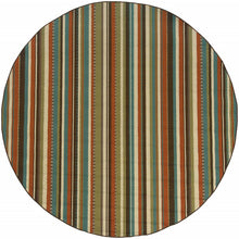 2’X8’ Green And Brown Striped Indoor Outdoor Runner Rug
