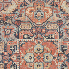5’X8’ Blue And Orange Tribal Area Rug