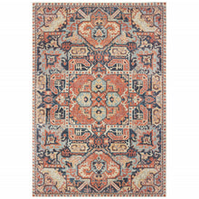 5’X8’ Blue And Orange Tribal Area Rug