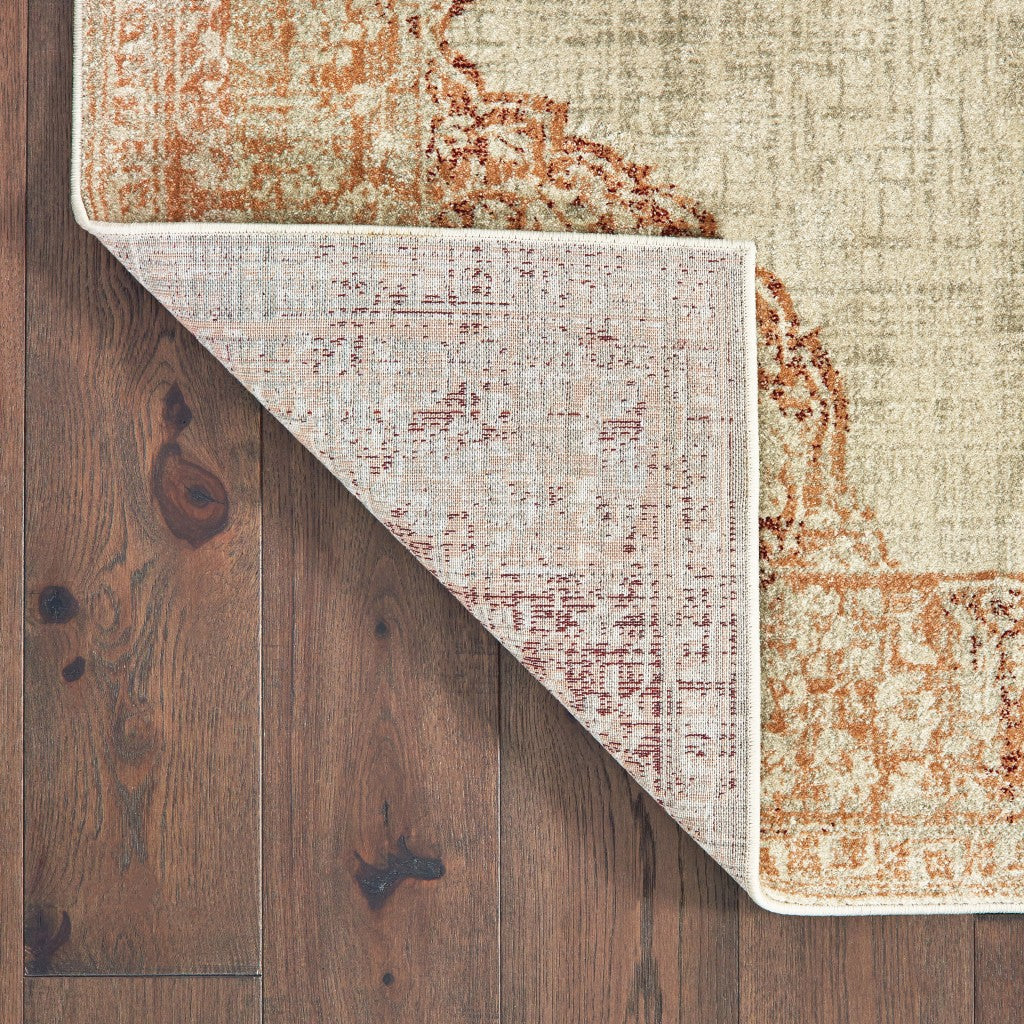 2'X8' 象牙色和粉色徽章長條地毯