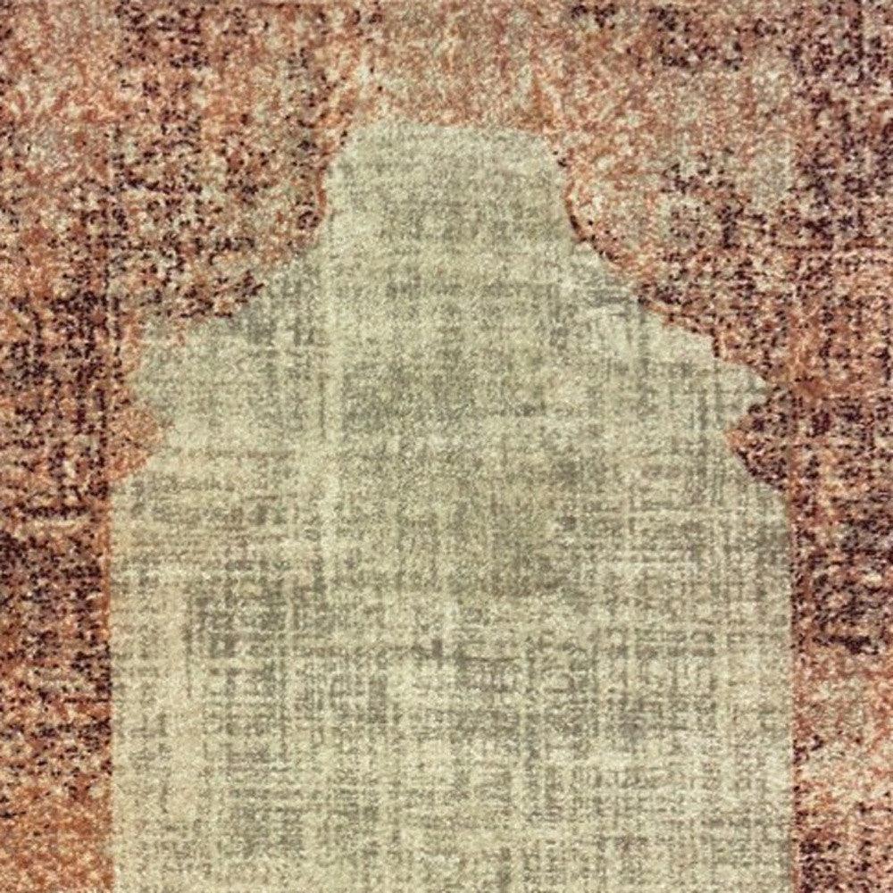 2'X8' 象牙色和粉色徽章長條地毯