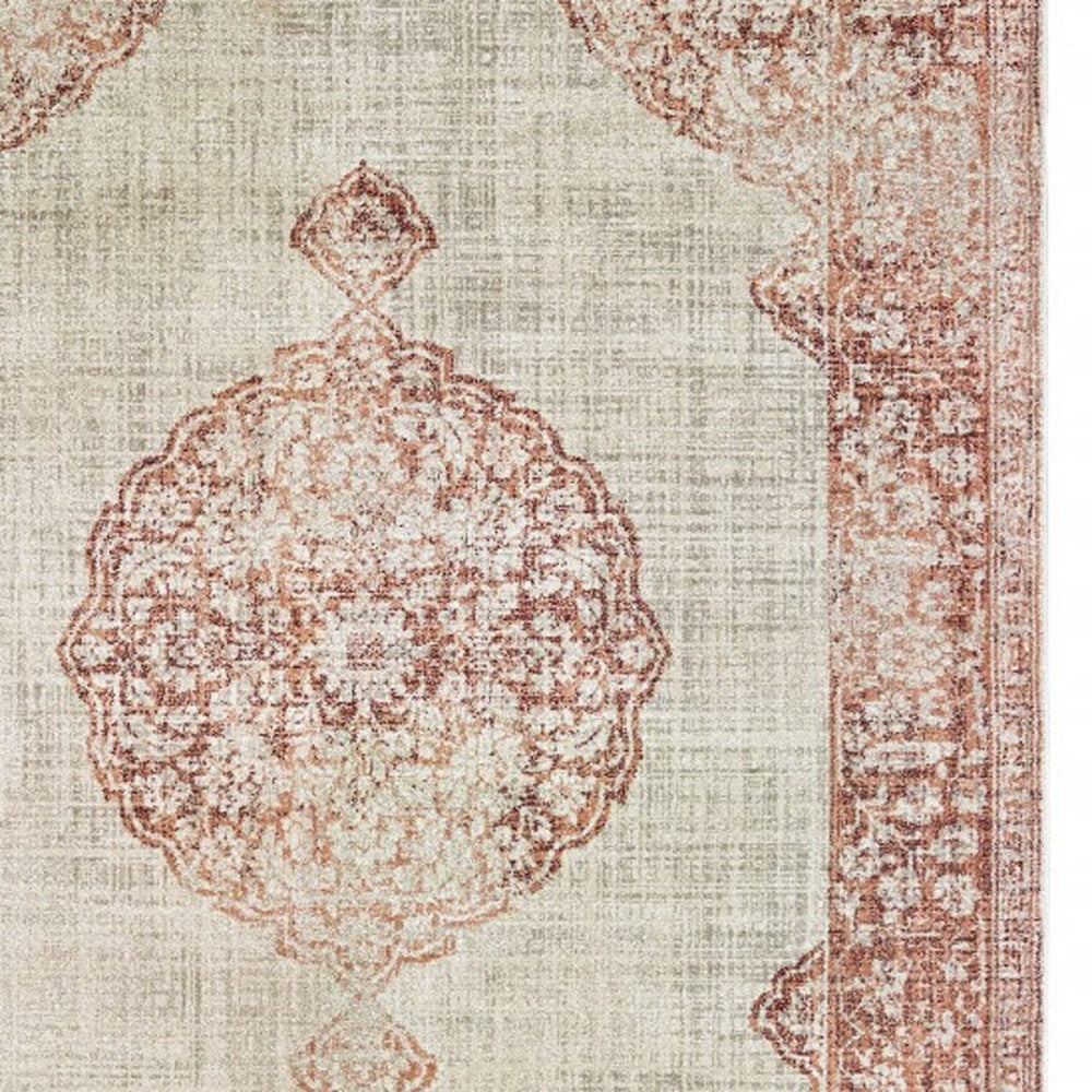 2'X8' 象牙色和粉色徽章長條地毯