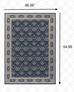2’X8’ Navy And Gray Floral Ditsy Runner Rug
