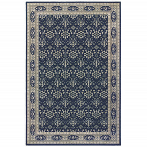 2’X8’ Navy And Gray Floral Ditsy Runner Rug