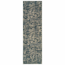 Gray And Navy Abstract Runner Rug - 2’ x 8’