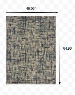 Gray And Navy Abstract Runner Rug - 2’ x 8’