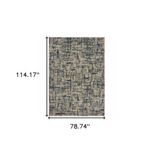 Gray And Navy Abstract Runner Rug - 2’ x 8’