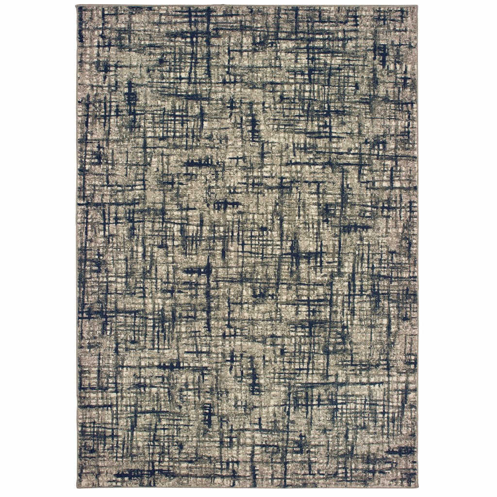 Gray And Navy Abstract Runner Rug - 2’ x 8’