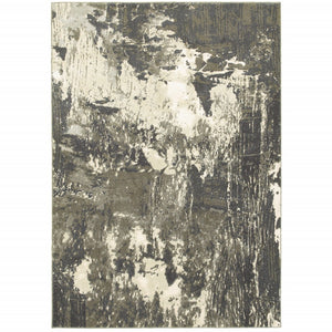 Gray And Ivory Abstract Area Rug - 4’ x 6’
