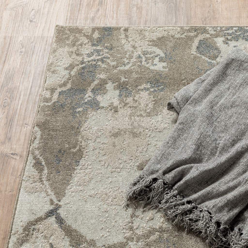 Gray And Ivory Abstract Spatter Area Rug - 4’ x 6’