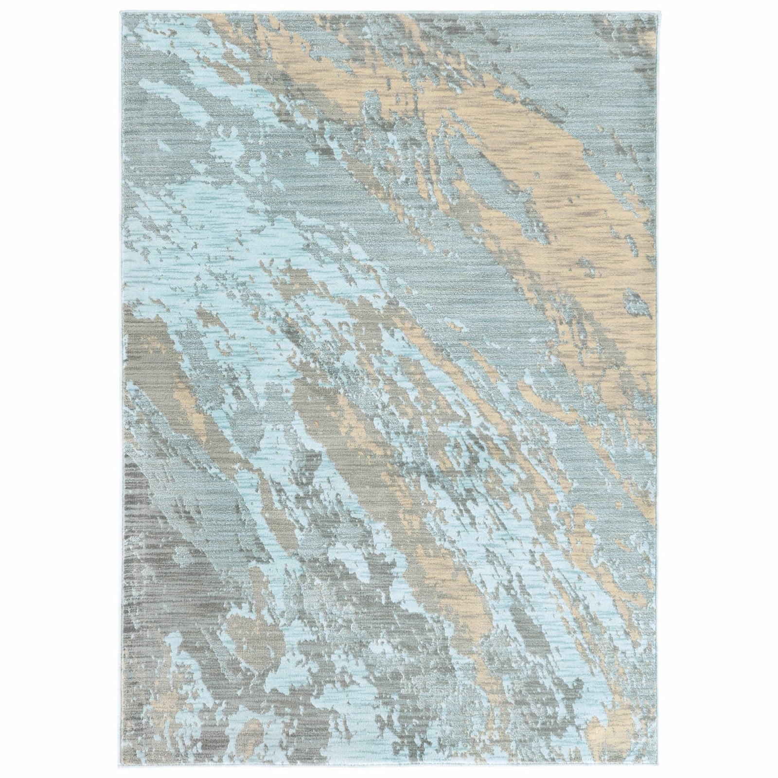 2’X3’ Blue And Gray Abstract Impasto Scatter Rug