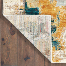 Blue And Gold Abstract Strokes Scatter Rug - 2’ x 3’
