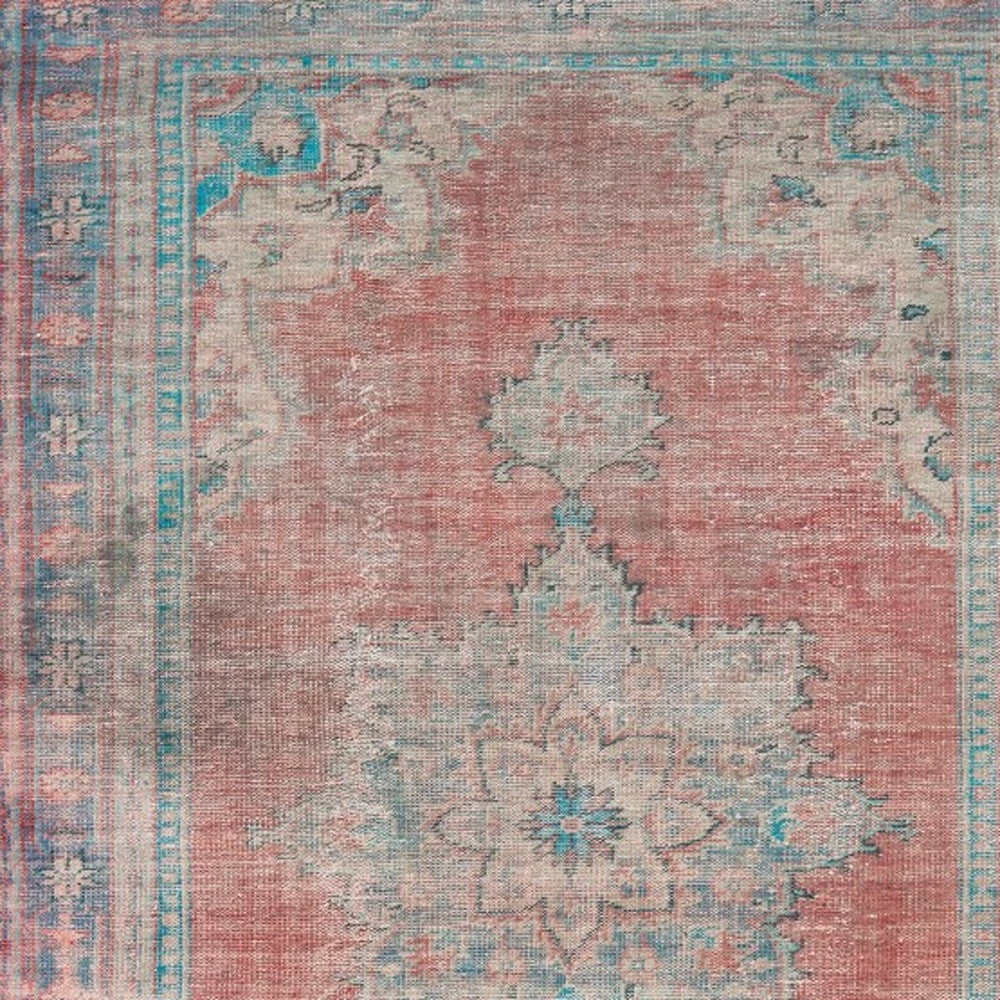 4’X6’ Red And Blue Oriental Area Rug