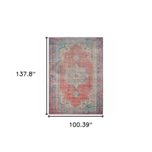 4’X6’ Red And Blue Oriental Area Rug