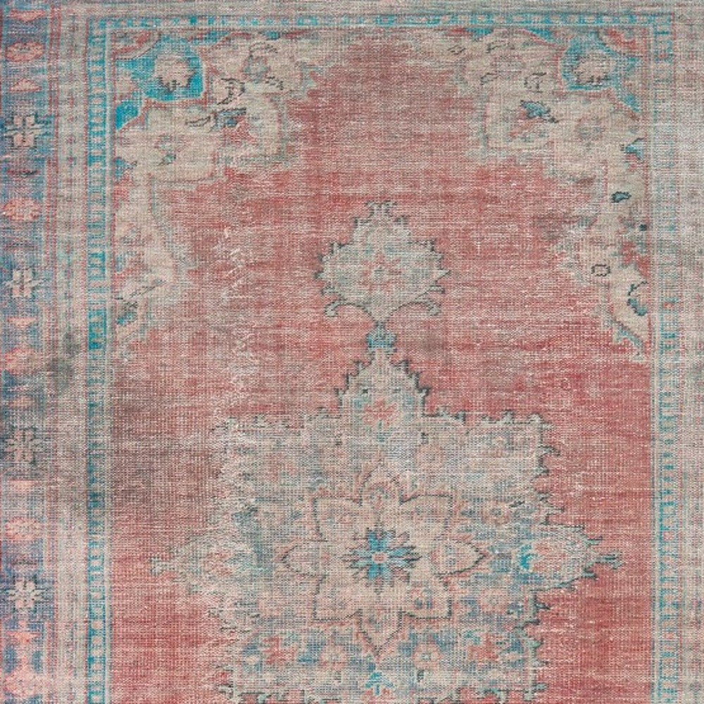 4’X6’ Red And Blue Oriental Area Rug