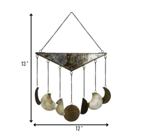 Colgante de pared de fase lunar de vidrio y metal