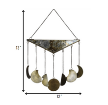 Colgante de pared de fase lunar de vidrio y metal