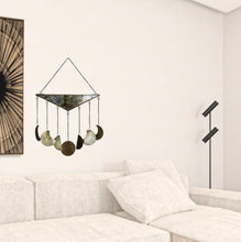 Colgante de pared de fase lunar de vidrio y metal