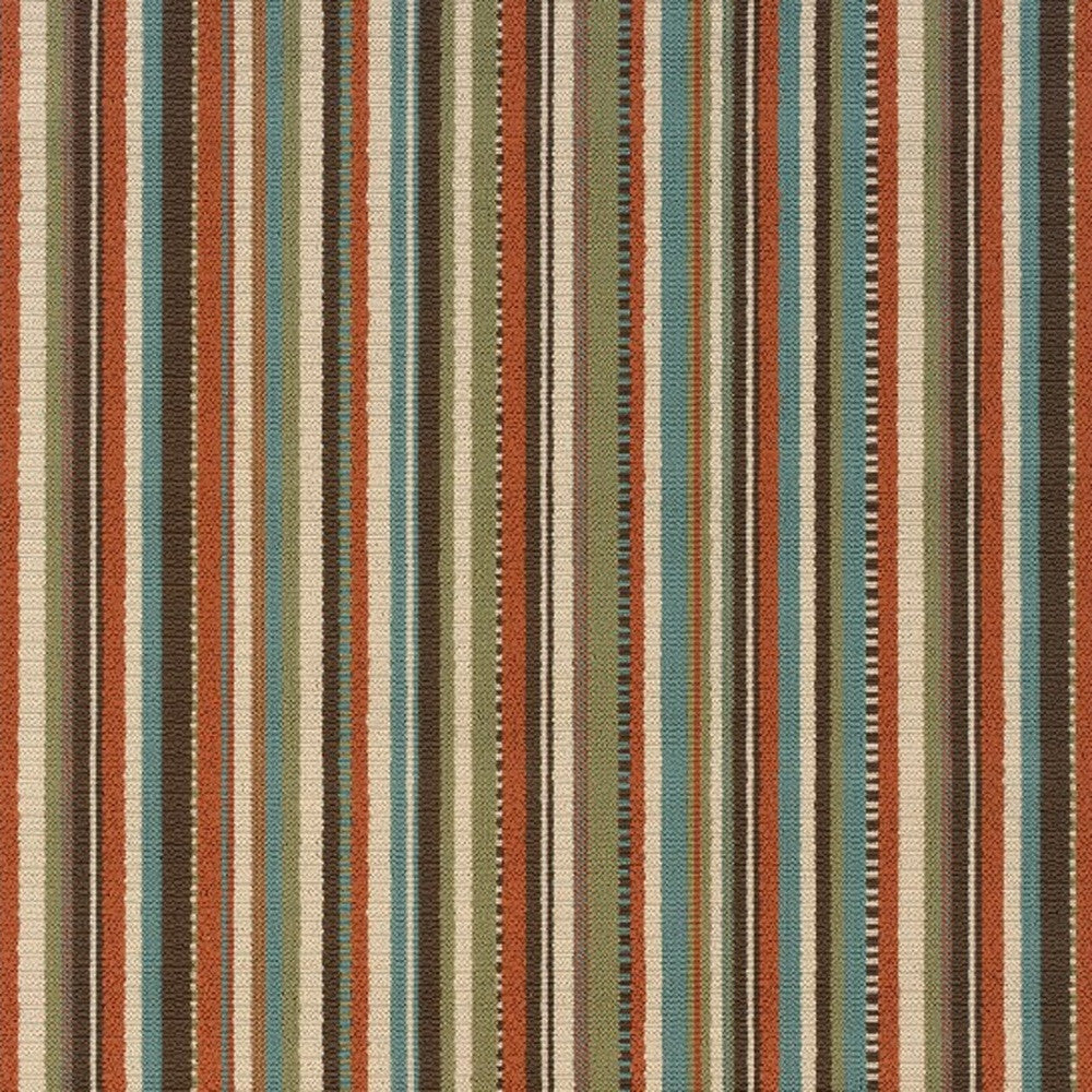 2’X8’ Green And Brown Striped Indoor Outdoor Runner Rug