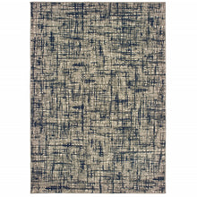 Gray And Navy Abstract Runner Rug - 2’ x 8’