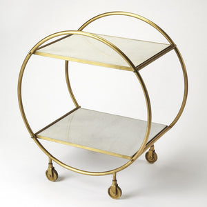 Modern Gold And White Marble Rolling Server