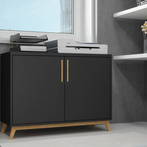 Modern Black And Natural Two Door Buffet