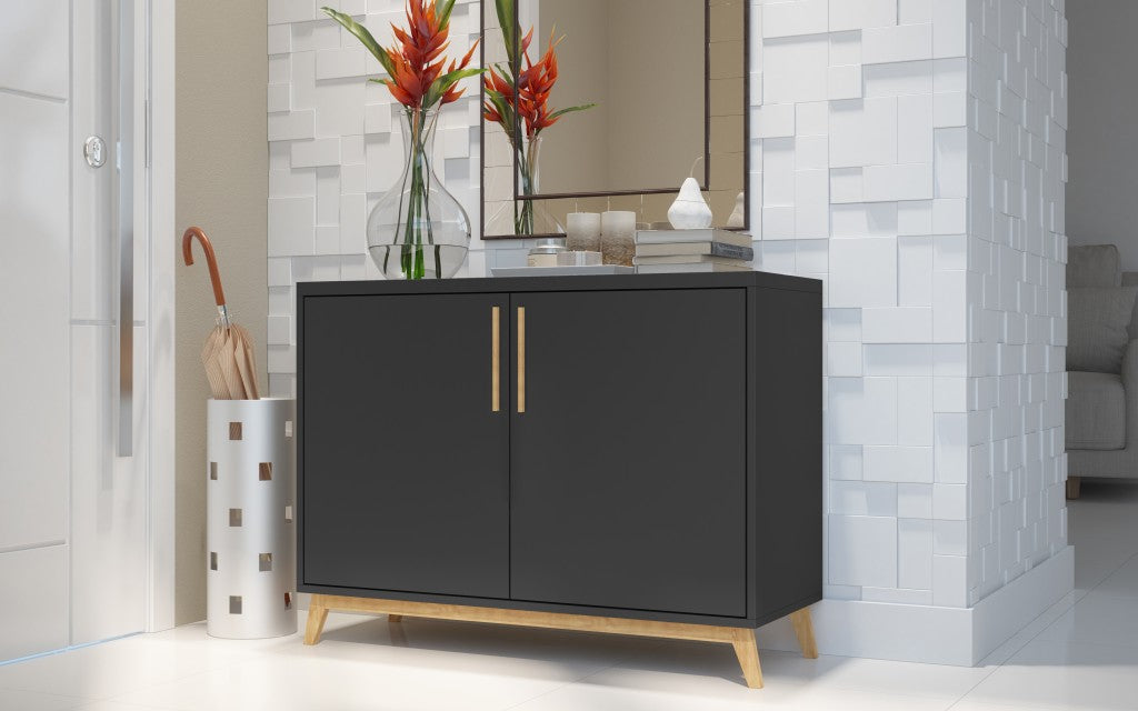 Modern Black And Natural Two Door Buffet