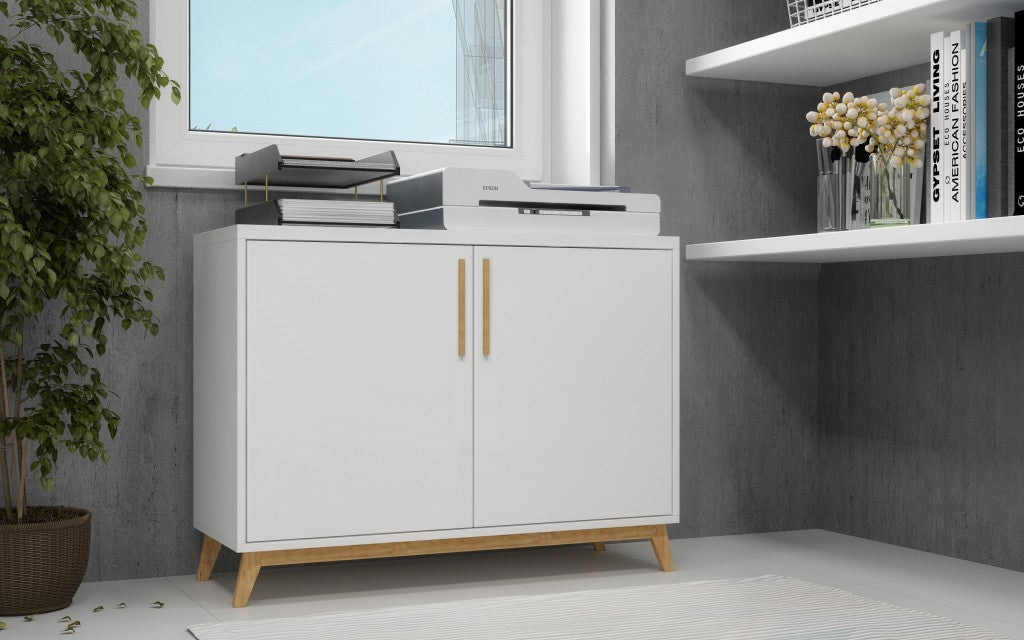 Modern White And Natural Two Door Buffet