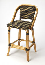 Dark Brown And Beige Rattan Bar Stool