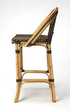 Dark Brown And Beige Rattan Bar Stool