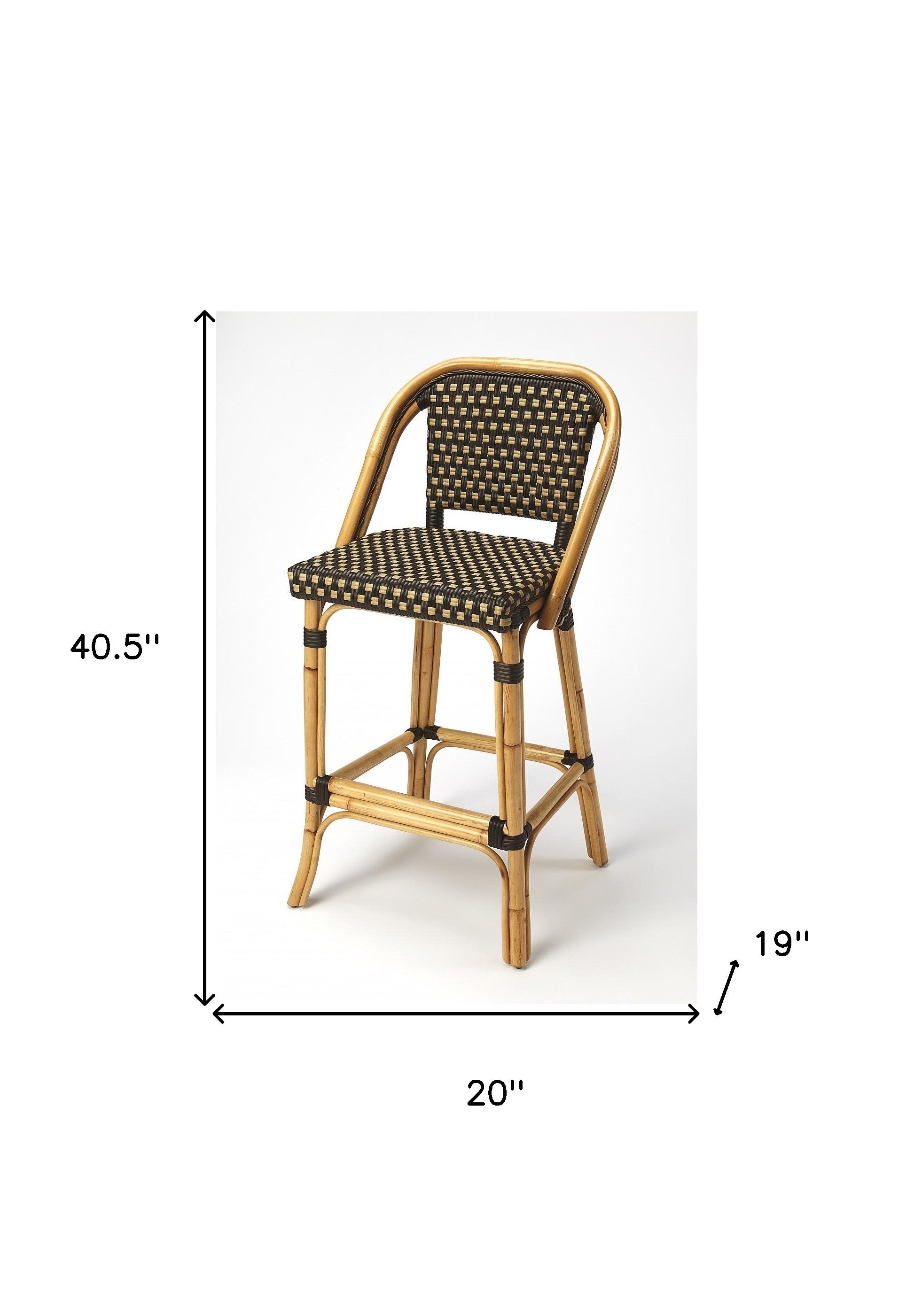 Dark Brown And Beige Rattan Bar Stool
