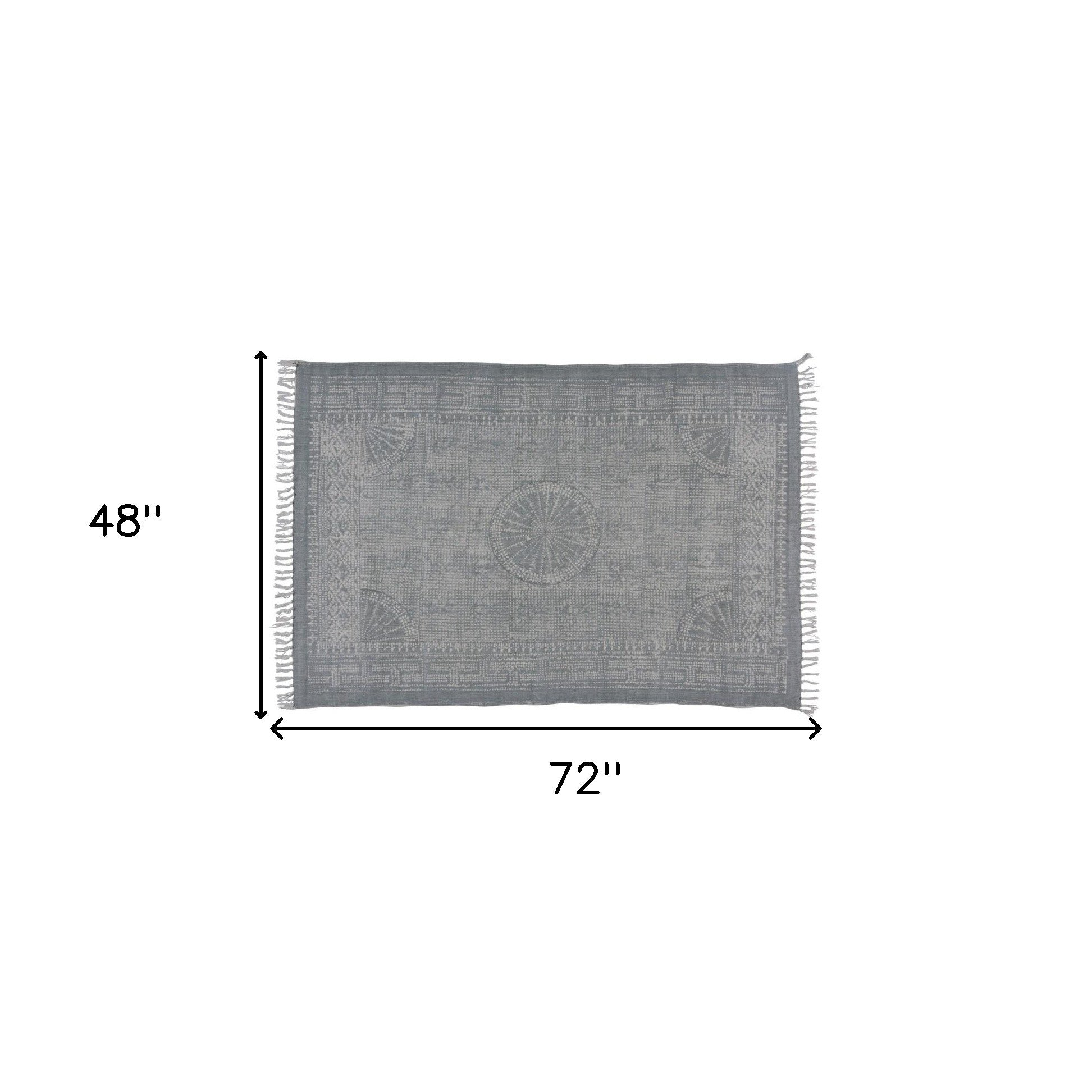 4’ X 6’ Sky Gray Distressed Medallion Area Rug