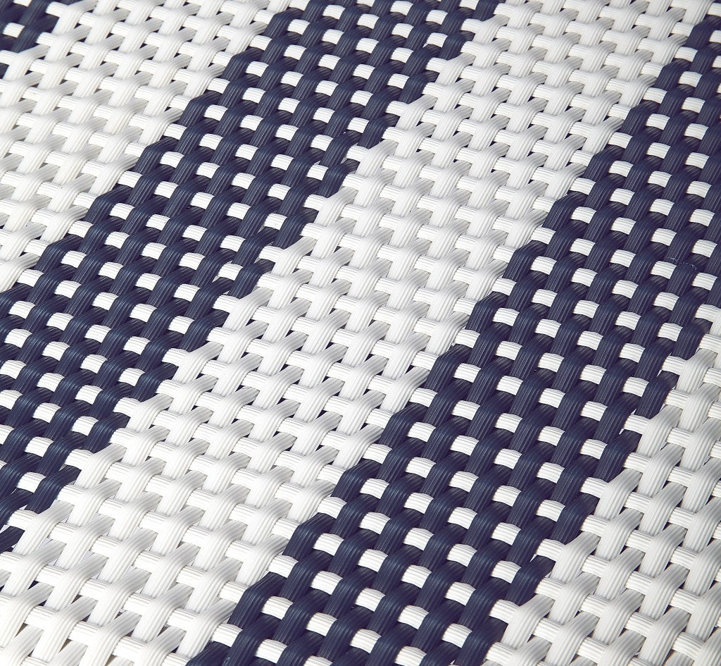 Classic White And Navy Blue Rattan Counter Stool