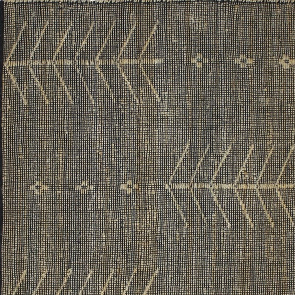 4’ X 6’ Black Distressed Tribal Area Rug