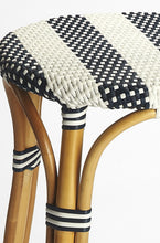 Midnight Blue And White Rattan Counter Stool