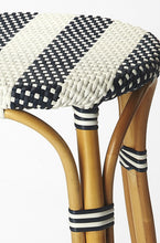 Midnight Blue And White Rattan Counter Stool
