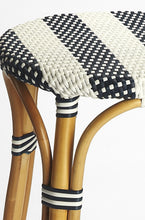 Midnight Blue And White Rattan Counter Stool