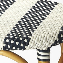 Midnight Blue And White Rattan Counter Stool