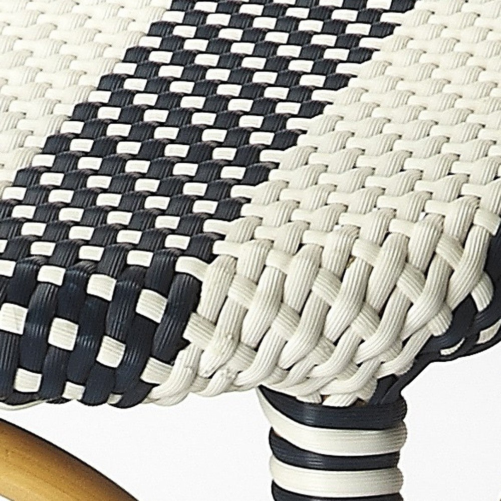 Midnight Blue And White Rattan Counter Stool