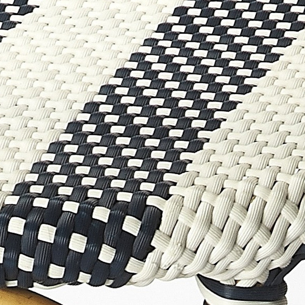 Midnight Blue And White Rattan Counter Stool