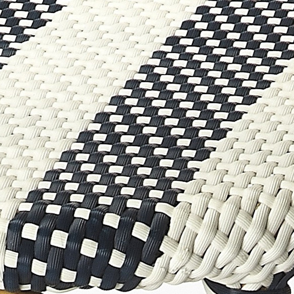 Midnight Blue And White Rattan Counter Stool