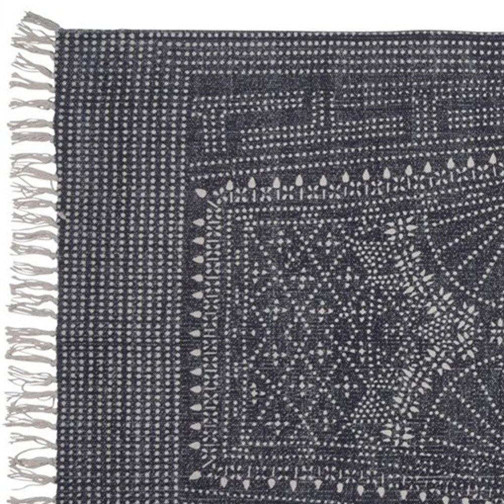 4’ X 6’ Blue And Ivory Batik Area Rug