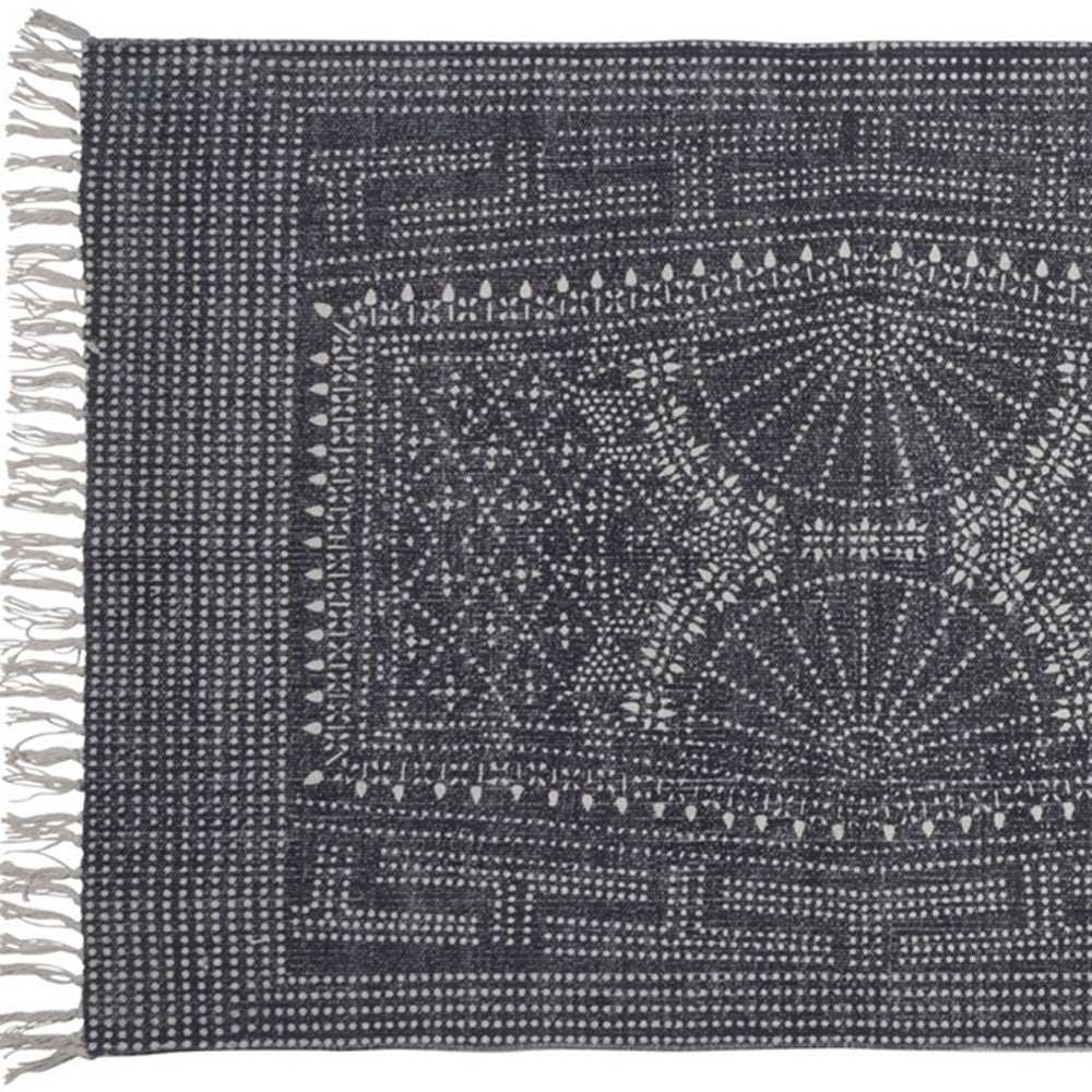 4’ X 6’ Blue And Ivory Batik Area Rug