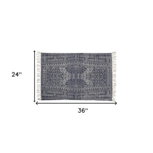 2' X 3' Blue And Ivory Batik Scatter Rug