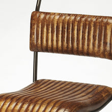 Natural Brown Leather Bar Stool