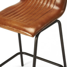 Brown Leather And Metal Counter Stool