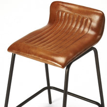 Brown Leather And Metal Counter Stool