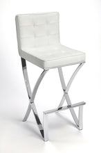 Modern White Faux Leather Bar Stool